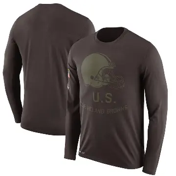Men's Brown Legend Cleveland Browns 2018 Salute to Service Sideline Performance Long Sleeve T-Shirt