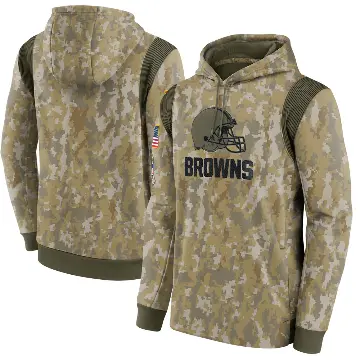 Men's Camo Cleveland Browns 2021 Salute to Service Therma Performance Pullover Hoodie