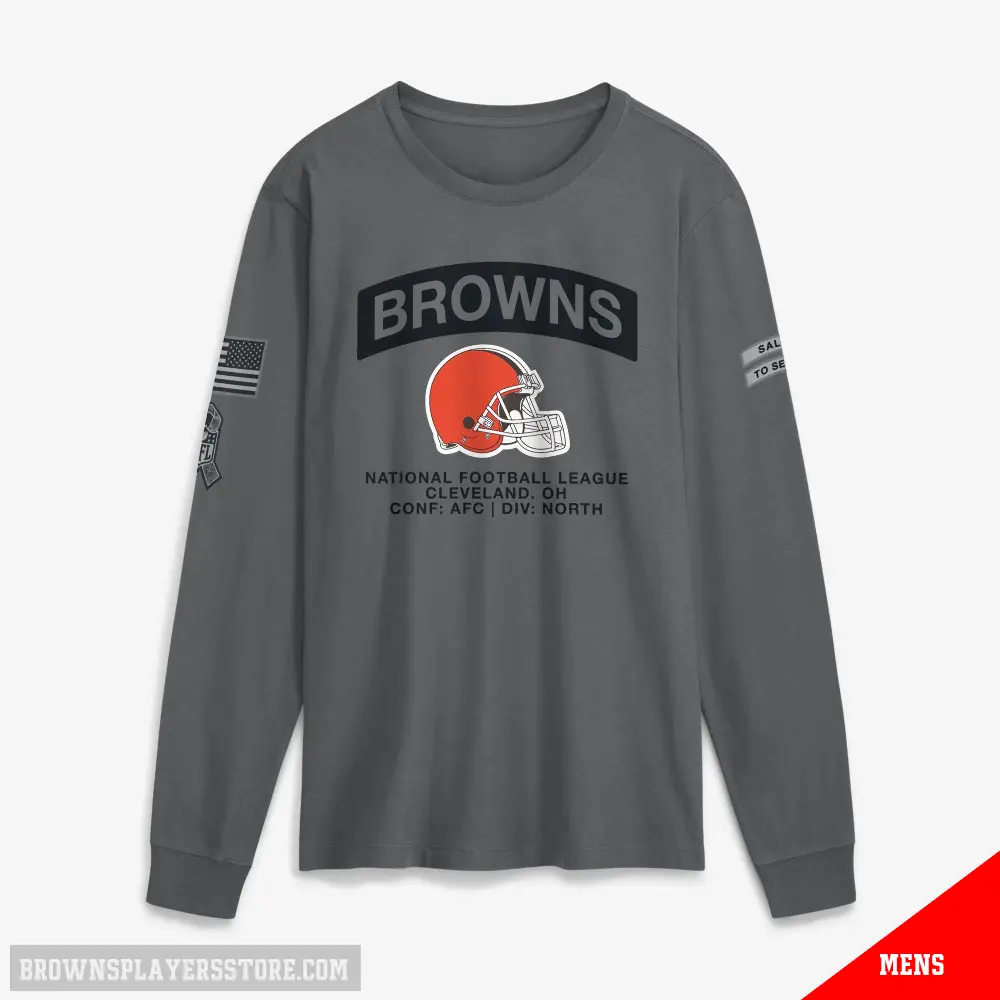 Men's Gray Cleveland Browns 2026 Salute to Service Long Sleeve T-Shirt