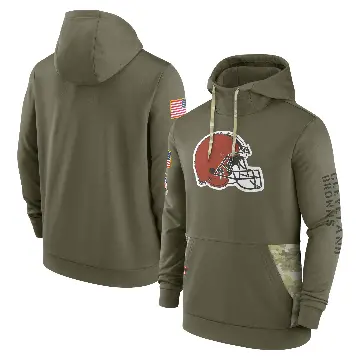 Men's Olive Cleveland Browns 2022 Salute to Service Therma Performance Pullover Hoodie