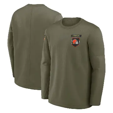 Men's Olive Cleveland Browns 2025 Salute to Service Sideline Coaches Long Sleeve T-Shirt