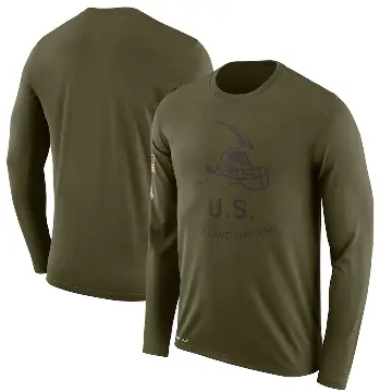 Men's Olive Legend Cleveland Browns 2018 Salute to Service Sideline Performance Long Sleeve T-Shirt