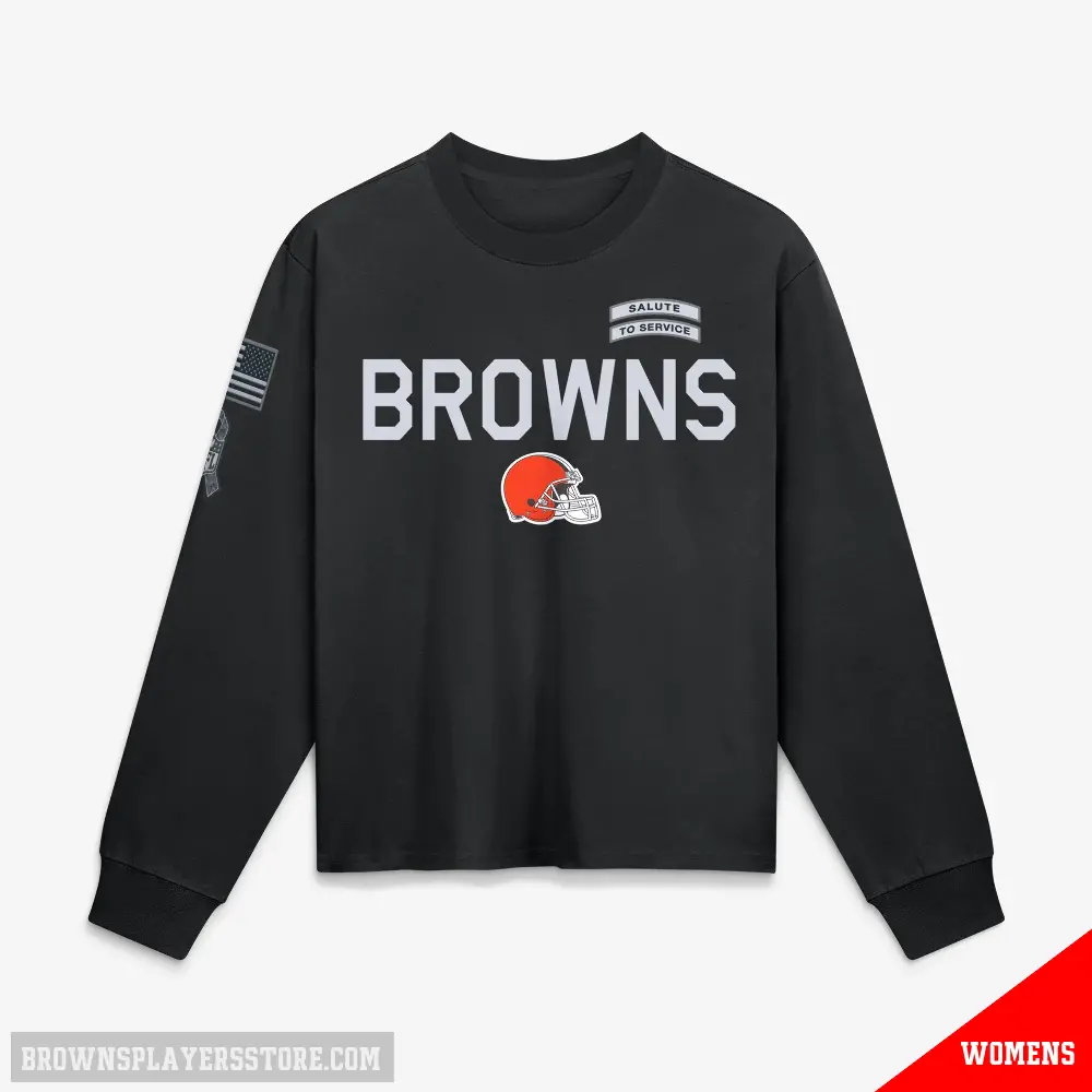 Women's Black Cleveland Browns 2026 Salute to Service Sideline Long Sleeve T-Shirt