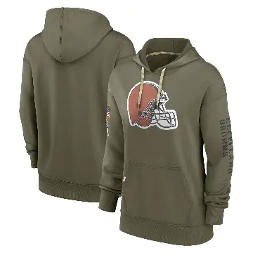 Women's Olive Cleveland Browns 2022 Salute to Service Performance Pullover Hoodie