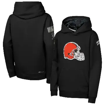 Youth Black Cleveland Browns 2026 Salute to Service Club Fleece Pullover Hoodie