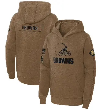 Youth Brown Cleveland Browns 2023 Salute to Service Club Fleece Pullover Hoodie