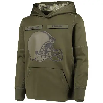 Youth Green Cleveland Browns 2018 Salute to Service Pullover Performance Hoodie