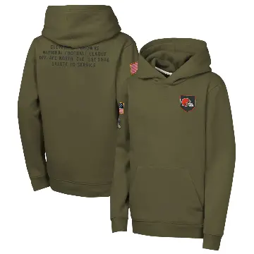 Youth Olive Cleveland Browns 2025 Salute to Service Club Fleece Hoodie